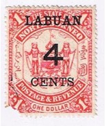 Stamps North Borneo Labuan 4 Cents Revenue MLH - $0.67