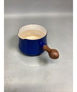 Dansk Kobenstyle JHQ 2 QT Blue Enamel Saucepan Butter Warmer W/ Wood Handle - $658.61 MXN