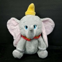 Disney Dumbo Grey Elephant Stuffed Plush Animal Yellow Hat 14&quot; Soft Blue Eyes - £13.24 GBP