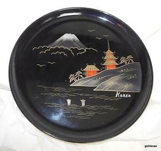Hand Decorated Enamel Tray Korea Made in Japan 10.5&quot; - $12.87
