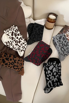 Chestnut Leopard Print Ribbed Crew Socks - $52.94 MXN