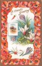 Antique Postcard A Friendly Greeting Embossed - £2.99 GBP