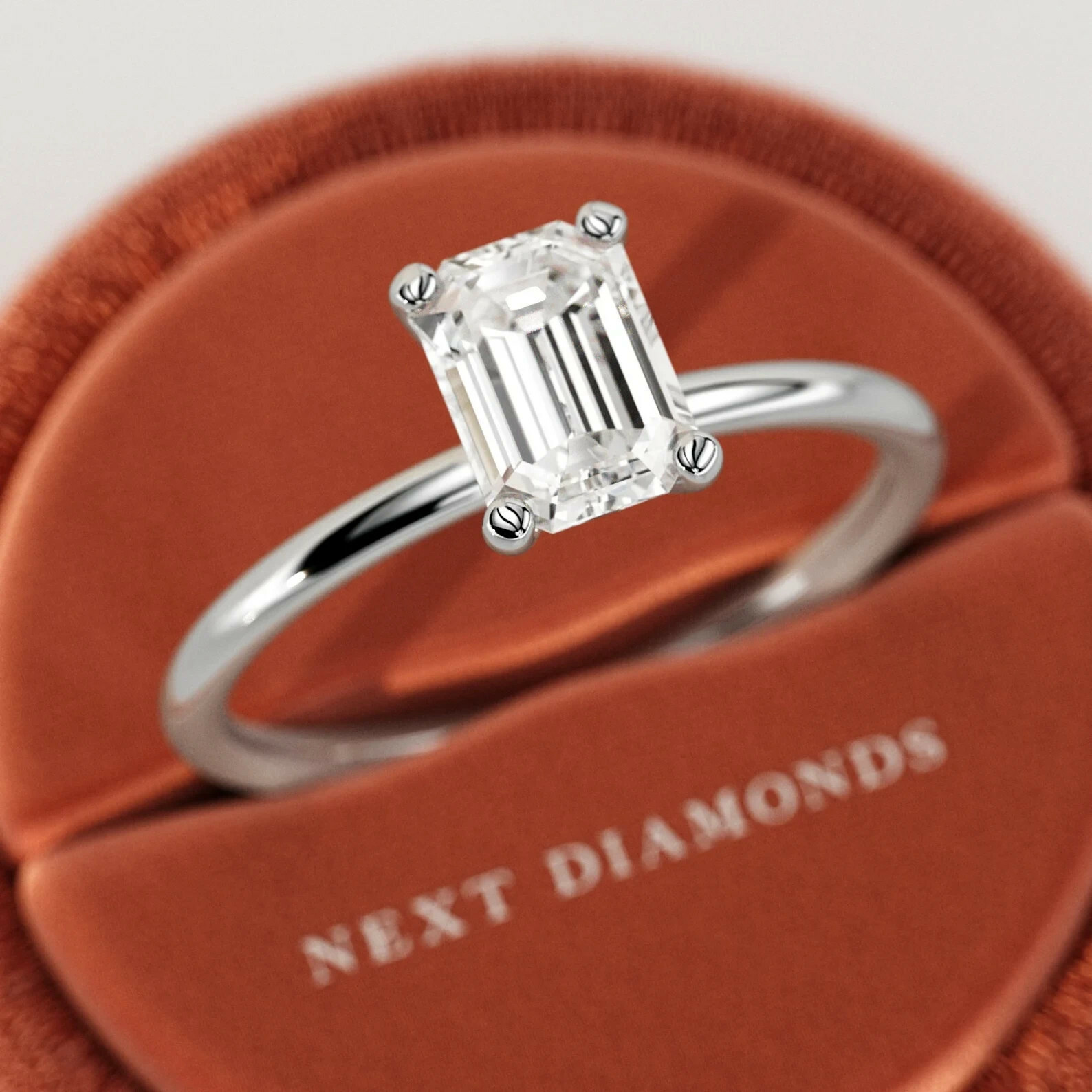 1 CT Emerald Cut F VVS2 Lab Grown CVD Diamond Engagement Ring in 14K 18K Gold Item image 15