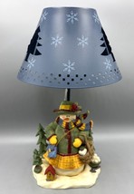 Yankee Candle Snowman Table Lamp Tealight Holder w/ Shade Blue - $21.67
