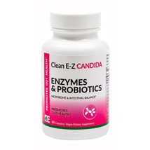 Dynamic Enzymes Clean E-Z Candida Enzymes &amp; Probiotics, 60 Capsules - £18.37 GBP