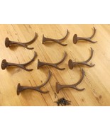 8 Cast Iron Antler Hooks Deer Elk Coat Hat Hall Tree Entry Way Rack Tack... - $900.20 MXN