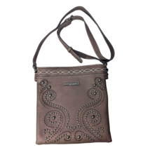 Montana West Brown Crossbody Handbag Concealed Carry Silver Antique Studs NEW - £32.88 GBP