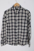 APC XS Cream Blue Plaid Cotton Flannel Silk Fleck Long Sleeve Shirt - $52.97