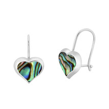 Adorable Ocean Hearts Abalone Shell and Sterling Silver Ear Wire Earrings - £11.05 GBP