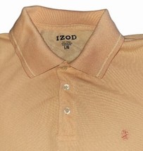 IZOD Men&#39;s Large Golf Polo Shirt Peachy Orange 3 Button Short Sleeve  - £9.37 GBP