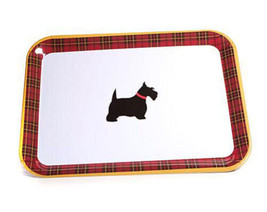 NEW Jeffrey Banks Designer Plaid Black Scottish Terrier Melamine Serving... - $19.99