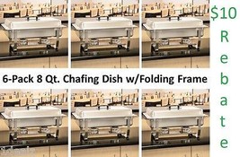 6-Pack Full Size 8 Qt. Stainless Chafing Dishes Folding Frames $10Rebate +bonus - £473.38 GBP