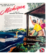 1947 Michigan Tourist Empire Inland Seas Advertisement Vacation Travel D... - $570.01 MXN