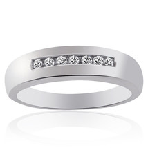 0.20 Carat Mens Round Cut Diamond Wedding Band 14K White Gold - £418.63 GBP