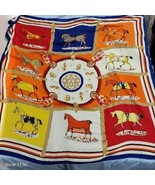 Large Vintage Bright Vivid Color Equestrian Full Wrap Scarf Blanket With... - £19.46 GBP