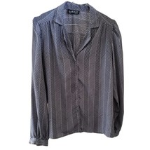 Dabney Women&#39;s Gray &amp; Black Shimmer Striped Long Sleeve Button Down Blouse - £9.87 GBP