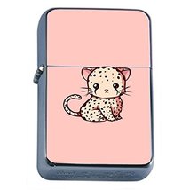 Cute Cheetah Flip Top Oil Lighter Em1 Smoking Cigarette Silver Case Included - £7.15 GBP