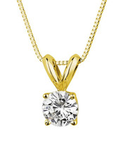 2 ct Real 14k Solid Yellow Gold Round Solitaire Pendant Necklace Box Chain - £115.37 GBP