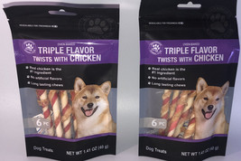 SHIPS N 24HRS-Triple Flavor Twists Chicken Dog Treats Snacks 2 Pks 1.41 oz Ea - £38.85 GBP
