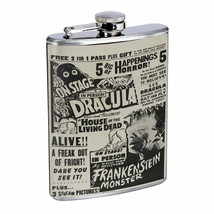 Vintage Poster D38 Flask 8oz Stainless Steel Retro Horror Show Ad Whiskey - £11.82 GBP