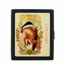 Vintage Tobacco Labels Themed D14 Small Black Cigarette Case Card Money Holder - £11.03 GBP