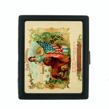 Vintage Tobacco Labels Themed D6 Small Black Cigarette Case Card Money H... - $13.81