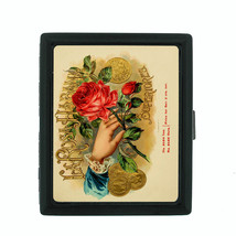 Vintage Tobacco Labels Themed D9 Small Black Cigarette Case Card Money H... - $13.81