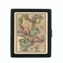 Vintage World Maps Themed D4 Small Black Cigarette Case Card Money Holder - £10.91 GBP