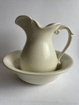 Vintage McCoy Large Pitcher &amp; Bowl #7549 Beige Speckled - £12.90 GBP