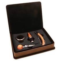 Personalized Black Leather 4-Piece Wine Tool Set - $55.00