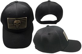 Black Usa Khaki Black Skull Patch Tactical Nra Embroidered Cap Hat - £14.93 GBP