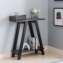 Modern Black &amp; Grey Console Table w/ 2 Shelves - £69.08 GBP