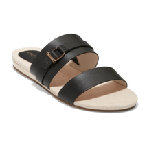 Cole Haan Women&#39;s Francine Demi Wedge Slide Sandal Black Leather W23587 - $42.33