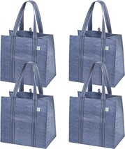 4 Pack Reusable Grocery Bags Heavy Duty Shopping Bags with Handles Bags ... - £33.90 GBP