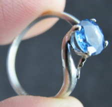 10k White Gold Ring Blue Sapphire Gemstone Size 5.5 Womens Estate Sale - £97.45 GBP