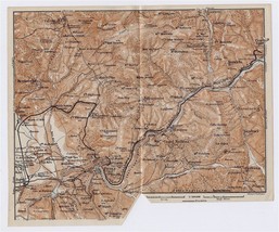 1909 Antique Map Of Vicinity Of Tivoli / Lazio / Italy - £13.66 GBP
