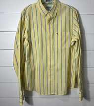 Abercrombie Fitch Muscle Yellow/Blue Striped Button Down Shirt Men Large UGC - £13.39 GBP