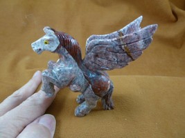 (Y-PEG-400) Red white gray Pegasus gemstone wild flying horse SOAPSTONE PERU GEM - £26.66 GBP