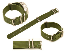 20mm Watch Band Fits Luminox Watches Green Nylon Woven 4 Rings With Stitches - £15.06 GBP