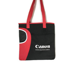Canon Vintage Promotional Small Tote Shopping Bag Water Resistant Black Red - $16.60