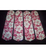 CUSTOM CEILING FAN WITH PINK TROPICAL HIBISCUS FLOWER ~ HAWAIIAN LAUA - $2,203.13 MXN