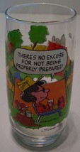 Vintage P EAN Uts Camp Snoopy Lucy Linus No Excuse Collector's Glass Cup - $14.85