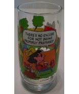 VINTAGE PEANUTS Camp Snoopy LUCY Linus NO EXCUSE COLLECTOR&#39;S GLASS CUP - $20.35 CAD
