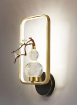 Modern Fine Copper Warm White LED Sconce Bedside Glass Gourd Lamp Light Fixture - £146.05 GBP