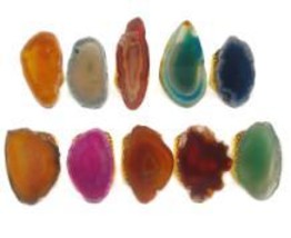 WT-R334 Colorful Natural Slice Agates Ring Irregular Shape Large Natural StoneRi - £52.87 GBP