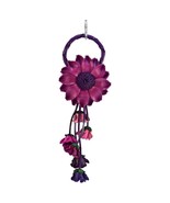 Blossoming Purple Daisy Flower Hanging Leather Bag Ornament Keychain - £16.21 GBP