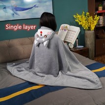 Cartoon Shiba Inu Dog Plush Cloak Lovey Animal Blanket Flannel Fabric Shawl Warm - £17.99 GBP