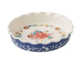 Pioneer Woman ~ KEEPSAKE FLORAL ~ 9&quot; Stoneware ~ Pie Plate ~ Ruffled Edge - £29.70 GBP