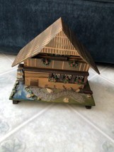 1970s vintage Mill Chalet wooden jewelry Music box works Es steht Eine Muhle - £48.65 GBP