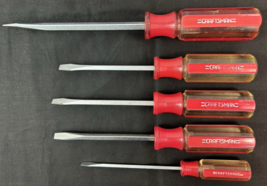 Lot of 5 Craftsman Red &amp; Clear Handle Screwdrivers 41053 WF Series B, D,... - $49.45
